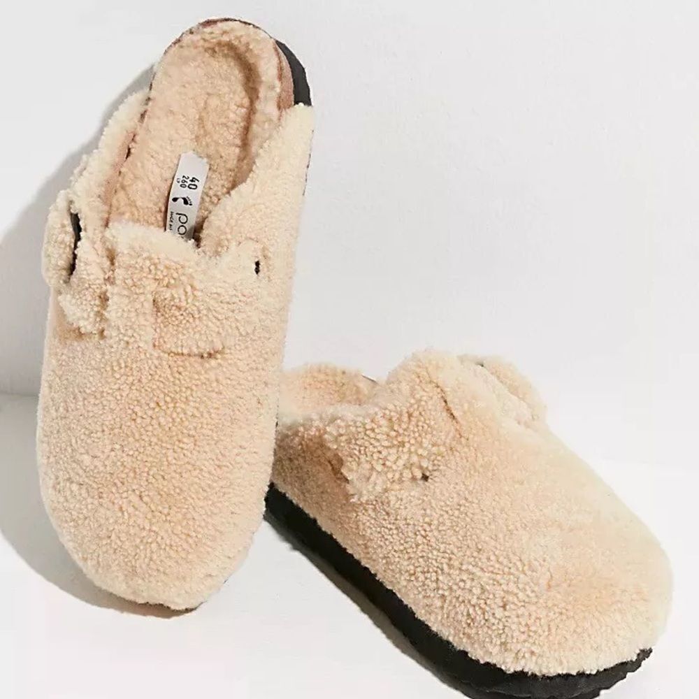 Birkenstock Papillio Slippers Shearling Teddy big buckle NEW